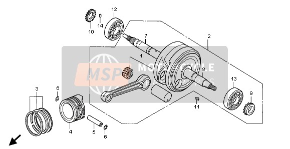 Honda ANF125 2007 Cigüeñal & Pistón para un 2007 Honda ANF125